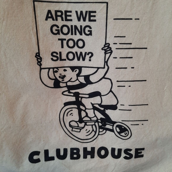 Bag Edge 100% cotton "Are We Going Too Slow?" Clubhouse reusable tote bag - Picture 4 of 6